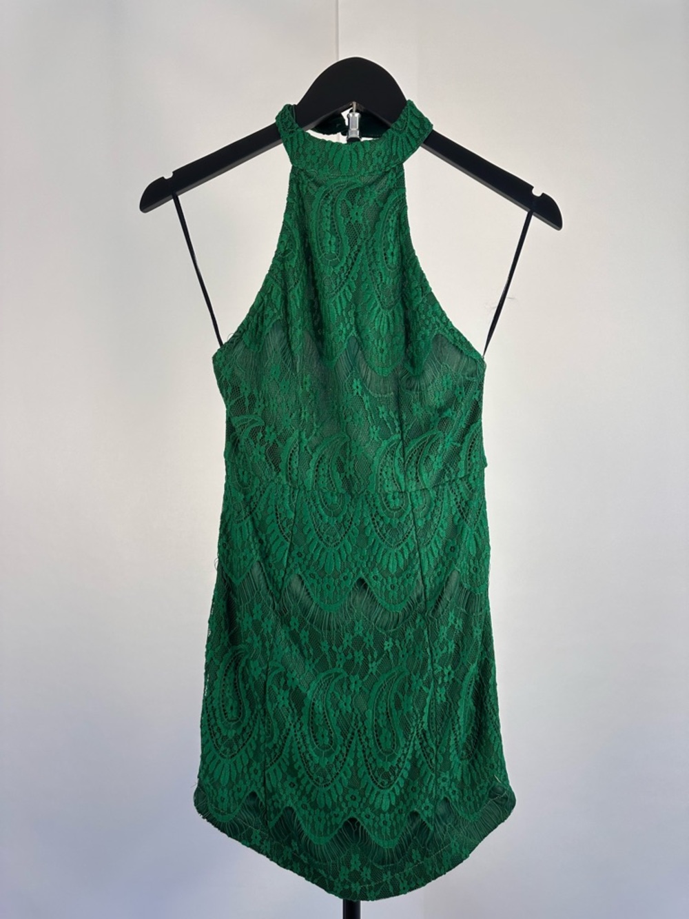 Love Emerald Lace Halter Mini Dress - Perfect for sorority events